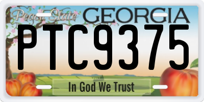 GA license plate PTC9375