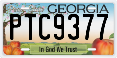 GA license plate PTC9377