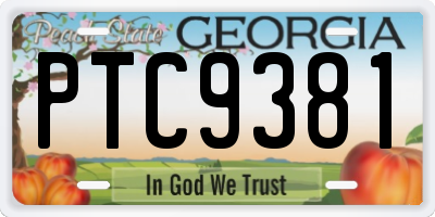 GA license plate PTC9381