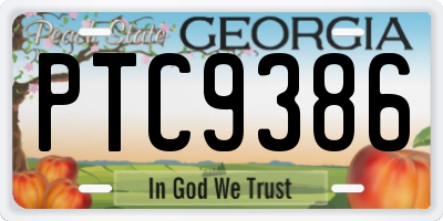 GA license plate PTC9386