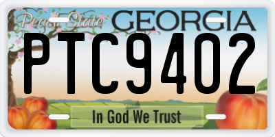GA license plate PTC9402