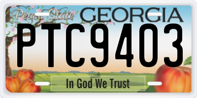 GA license plate PTC9403