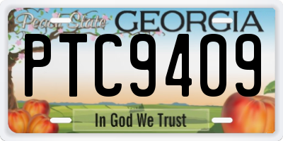 GA license plate PTC9409