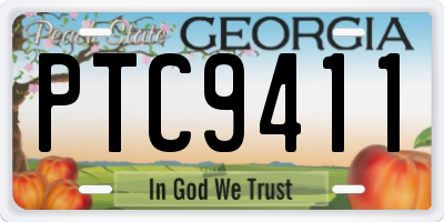 GA license plate PTC9411