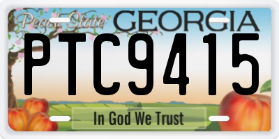 GA license plate PTC9415