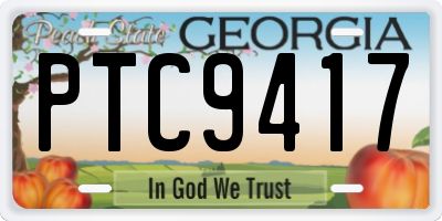 GA license plate PTC9417