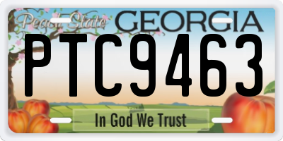 GA license plate PTC9463