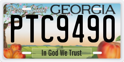 GA license plate PTC9490