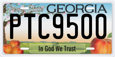 GA license plate PTC9500