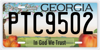 GA license plate PTC9502