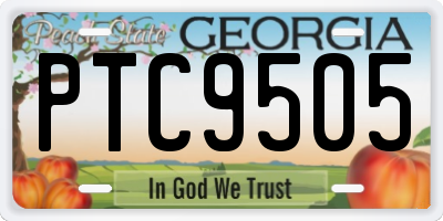 GA license plate PTC9505