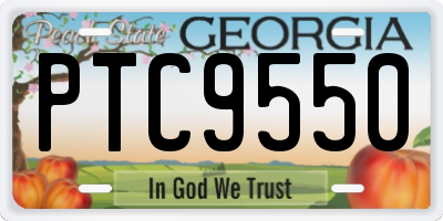 GA license plate PTC9550