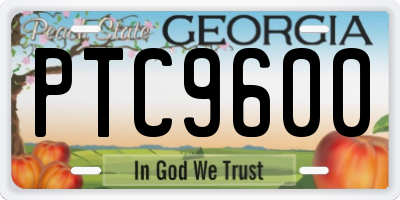 GA license plate PTC9600