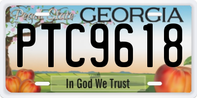 GA license plate PTC9618