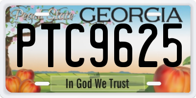 GA license plate PTC9625