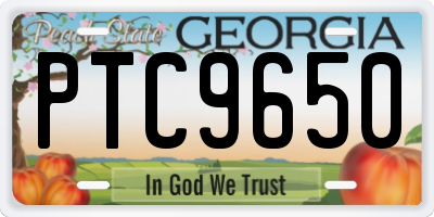 GA license plate PTC9650