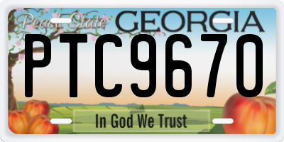 GA license plate PTC9670