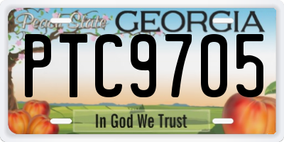 GA license plate PTC9705