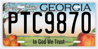 GA license plate PTC9870