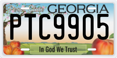 GA license plate PTC9905