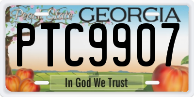 GA license plate PTC9907
