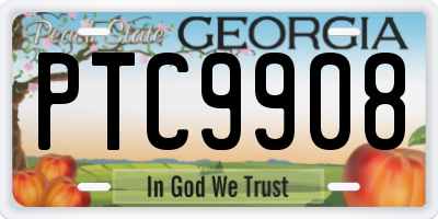 GA license plate PTC9908