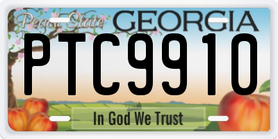GA license plate PTC9910