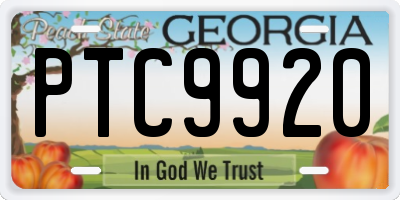 GA license plate PTC9920