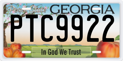 GA license plate PTC9922