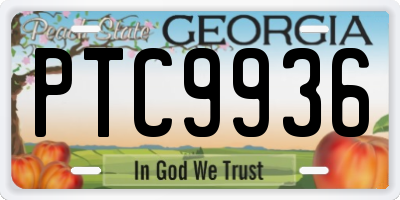 GA license plate PTC9936