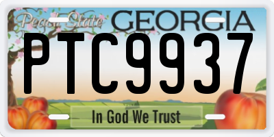 GA license plate PTC9937
