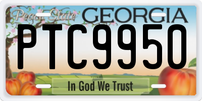 GA license plate PTC9950