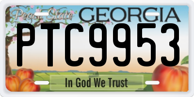 GA license plate PTC9953