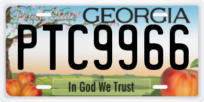 GA license plate PTC9966