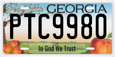 GA license plate PTC9980
