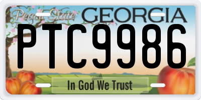 GA license plate PTC9986