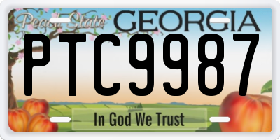 GA license plate PTC9987