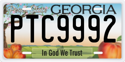 GA license plate PTC9992