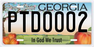 GA license plate PTD0002
