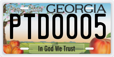 GA license plate PTD0005