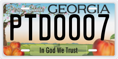 GA license plate PTD0007