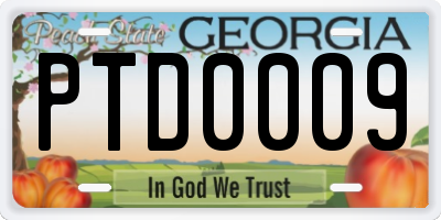 GA license plate PTD0009