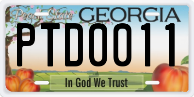 GA license plate PTD0011