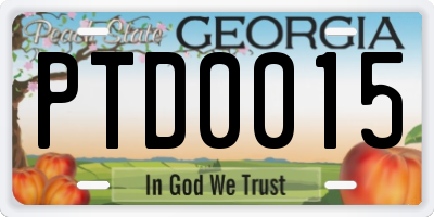 GA license plate PTD0015