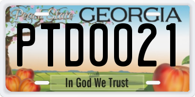 GA license plate PTD0021