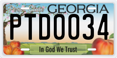 GA license plate PTD0034