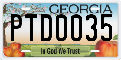 GA license plate PTD0035