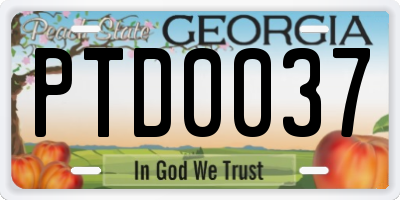 GA license plate PTD0037