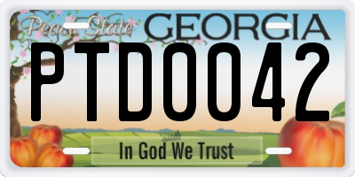 GA license plate PTD0042