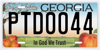 GA license plate PTD0044